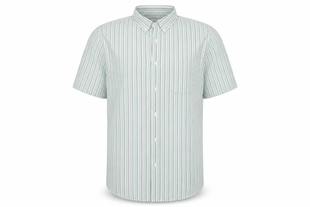 Front view of Marks & Spencer Men's Green Striped Shirt M
