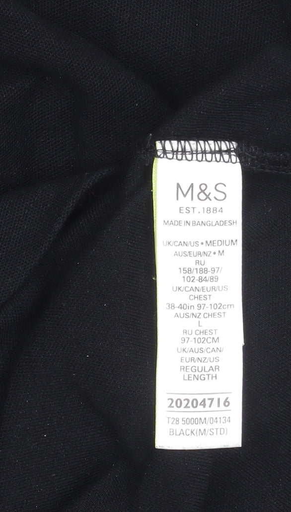 Marks and Spencer Men's Black Polo Shirt M
