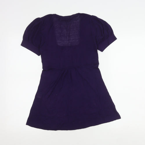 Warehouse Women's Purple Puff Sleeve Square Neck Top