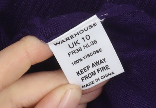 Warehouse Women's Purple Puff Sleeve Square Neck Top