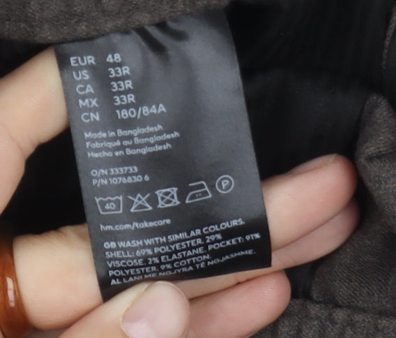 H&M Men’s Brown Relaxed Fit Trousers, Size M