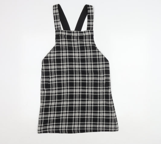 Front view of Next Black Checked Pinafore Dress, size 6