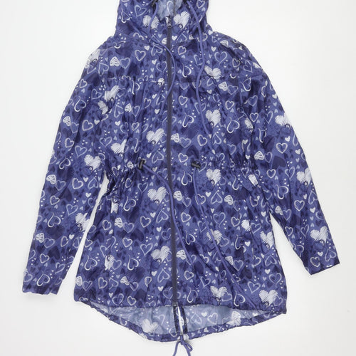 RAINY DAYS Women's Blue Heart Rain Coat - M, Lightweight, Hooded