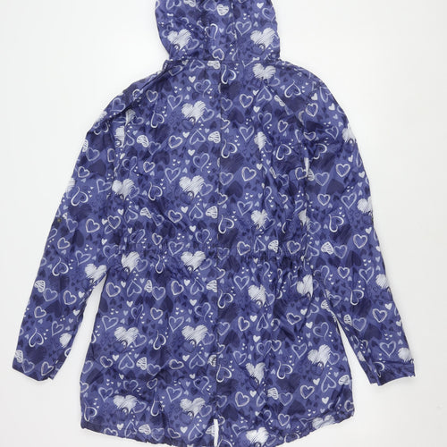 RAINY DAYS Women's Blue Heart Rain Coat - M, Lightweight, Hooded