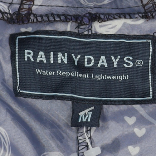 RAINY DAYS Women's Blue Heart Rain Coat - M, Lightweight, Hooded