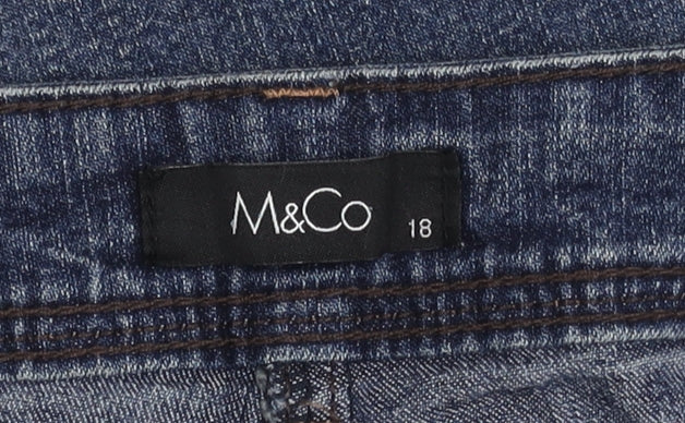 M&Co Women's Blue Straight Jeans, Size 18, Comfortable Fit