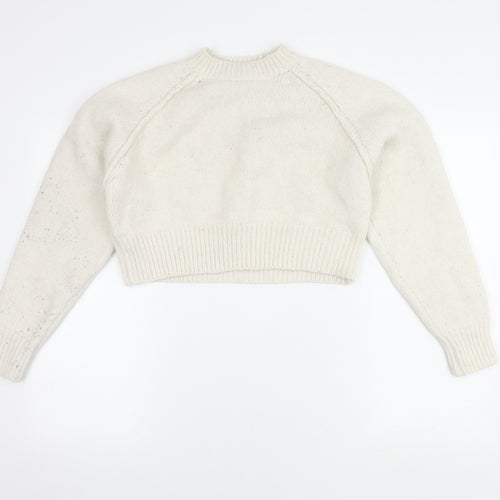 ZARA Women's Ivory Knit Pullover Jumper, Size S, Raglan Sleeve