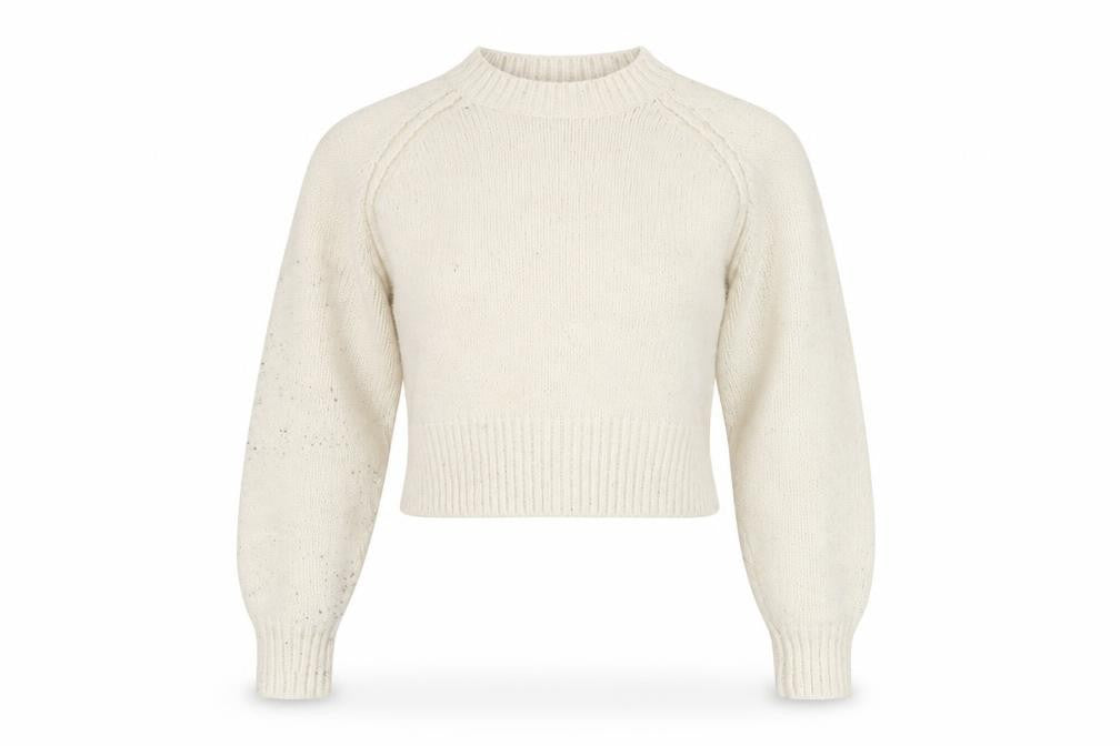 Front view of Zara Women's Ivory Knit jumper, size S, Raglan Sleeve