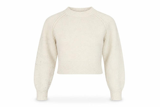 Front view of Zara Women's Ivory Knit jumper, size S, Raglan Sleeve