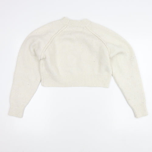 ZARA Women's Ivory Knit Pullover Jumper, Size S, Raglan Sleeve