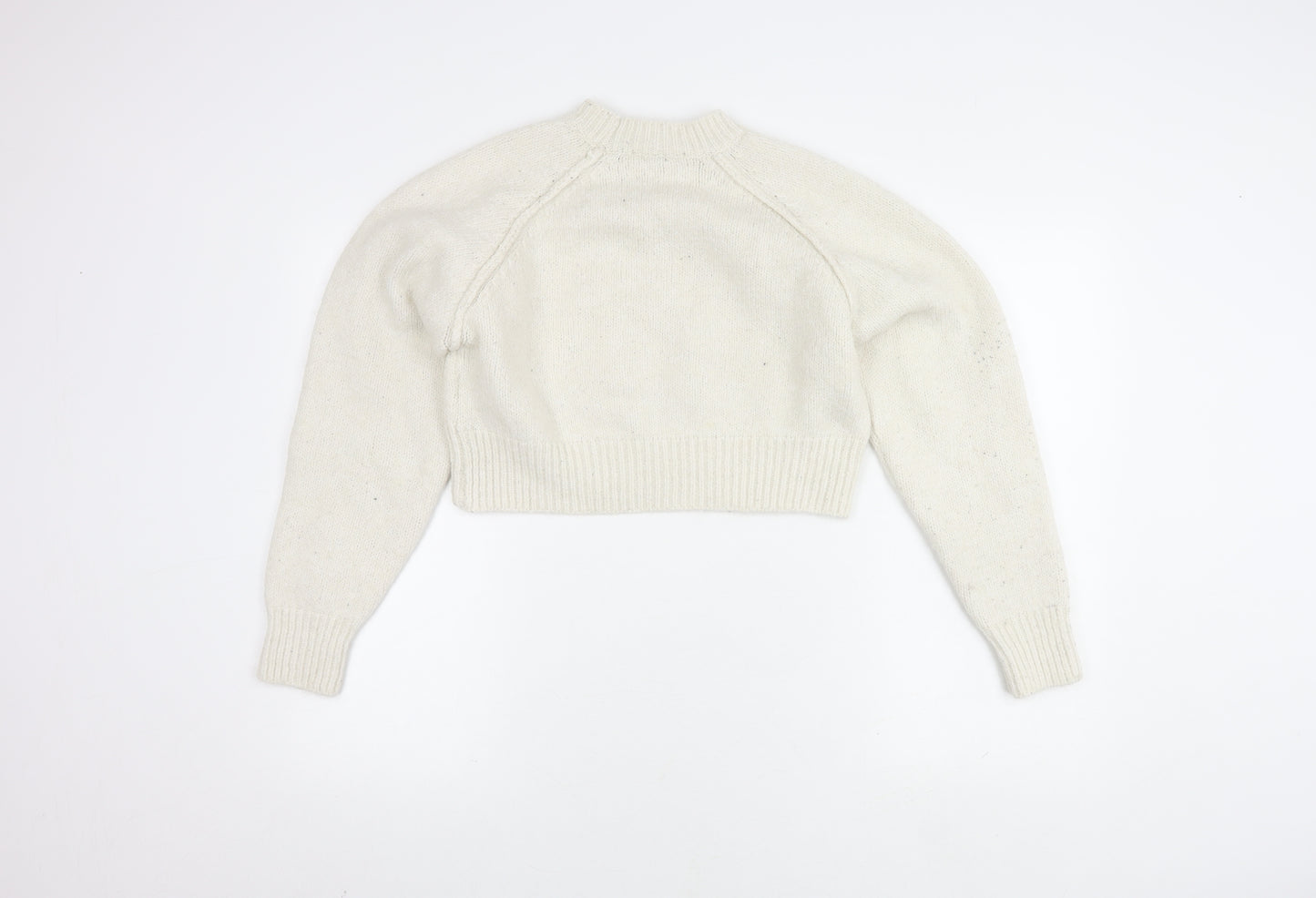 ZARA Women's Ivory Knit Pullover Jumper, Size S, Raglan Sleeve