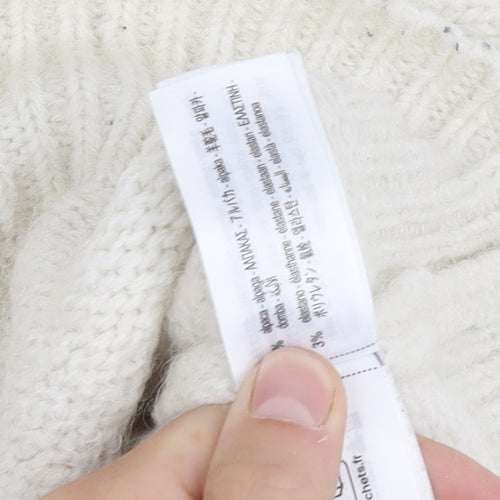 ZARA Women's Ivory Knit Pullover Jumper, Size S, Raglan Sleeve