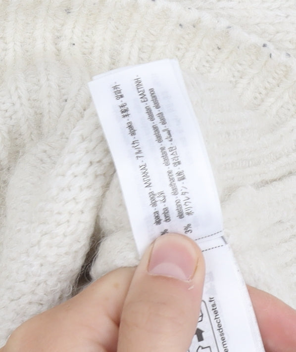 ZARA Women's Ivory Knit Pullover Jumper, Size S, Raglan Sleeve