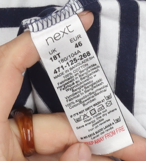 Next Women's Navy Striped Dress, Size 18 Tall, Cotton