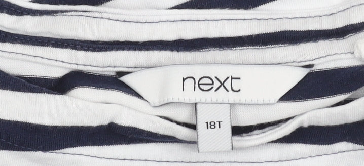 Next Women's Navy Striped Dress, Size 18 Tall, Cotton