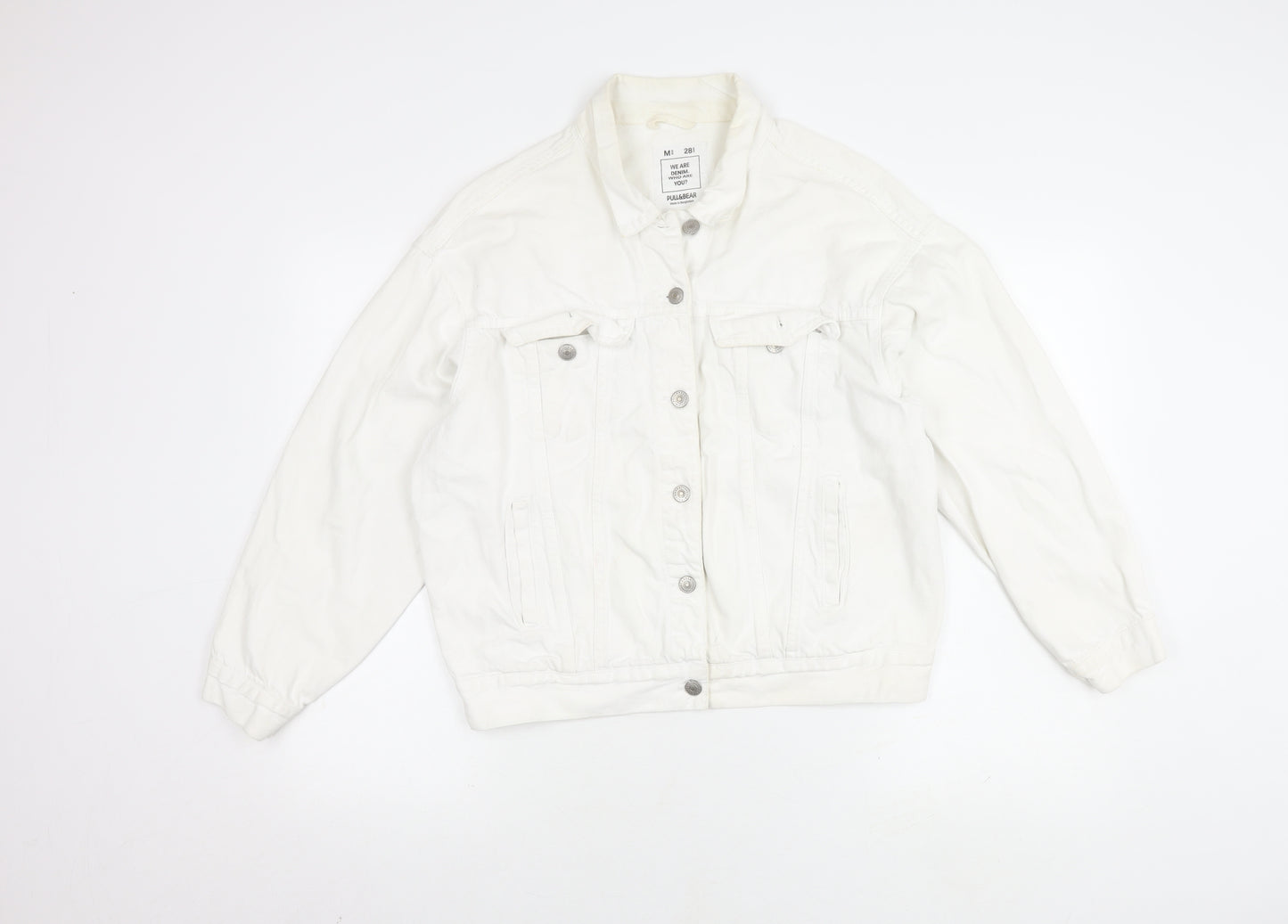 Pull & Bear Men's White Denim Jacket M