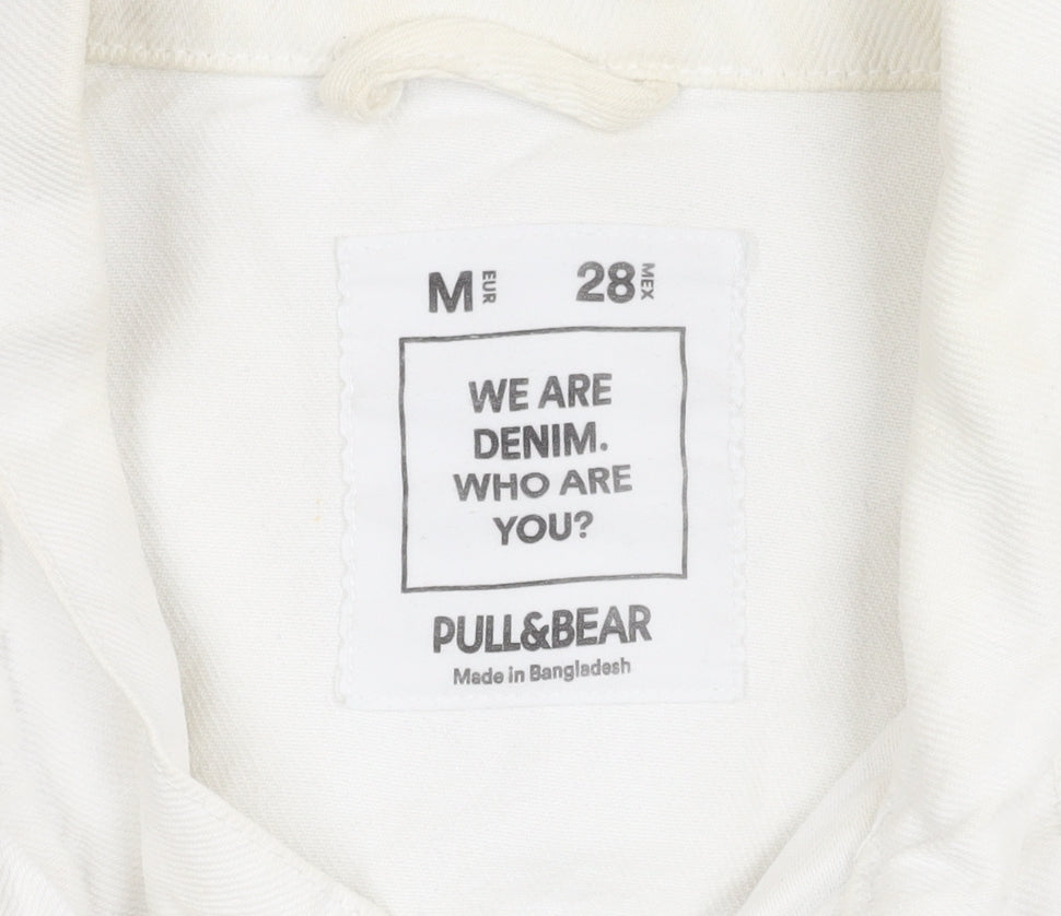 Pull & Bear Men's White Denim Jacket M