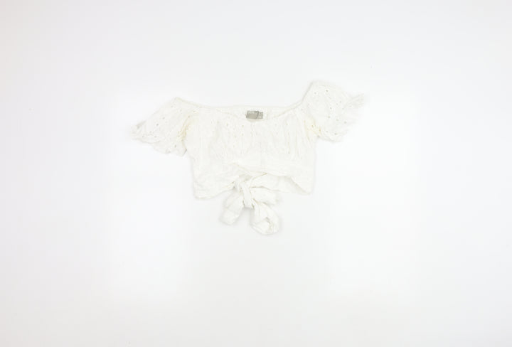ASOS Women's White Off Shoulder Cropped Top, Size 12