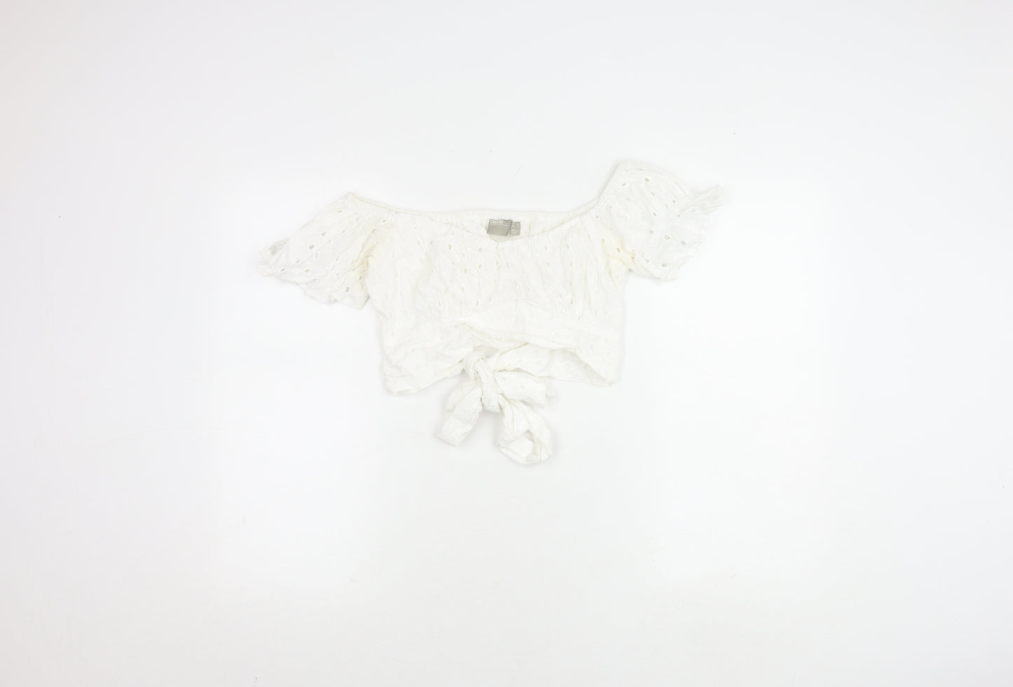 ASOS Women's White Off Shoulder Cropped Top, Size 12
