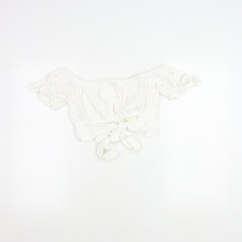 ASOS Women's White Off Shoulder Cropped Top, Size 12