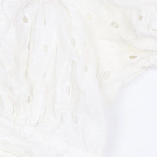 ASOS Women's White Off Shoulder Cropped Top, Size 12