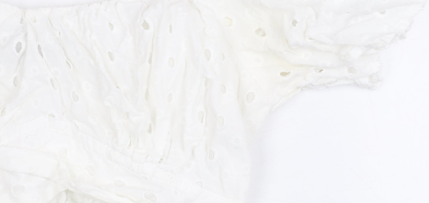ASOS Women's White Off Shoulder Cropped Top, Size 12