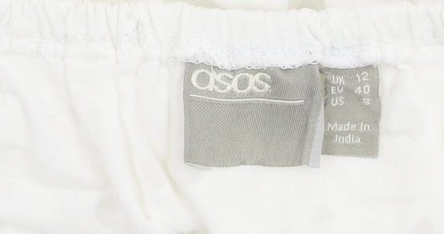 ASOS Women's White Off Shoulder Cropped Top, Size 12