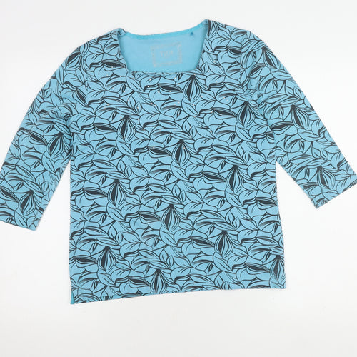 TIGI Women's Blue Floral 3/4 Sleeve Top Size 10