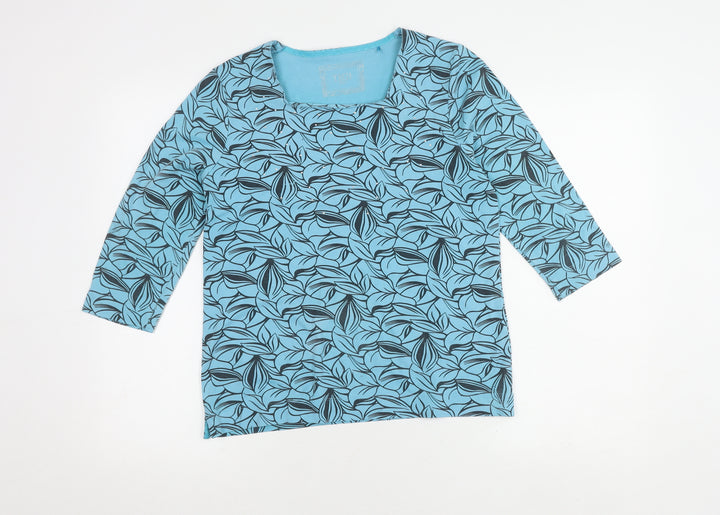 TIGI Women's Blue Floral 3/4 Sleeve Top Size 10