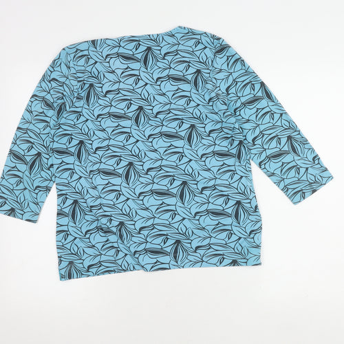 TIGI Women's Blue Floral 3/4 Sleeve Top Size 10