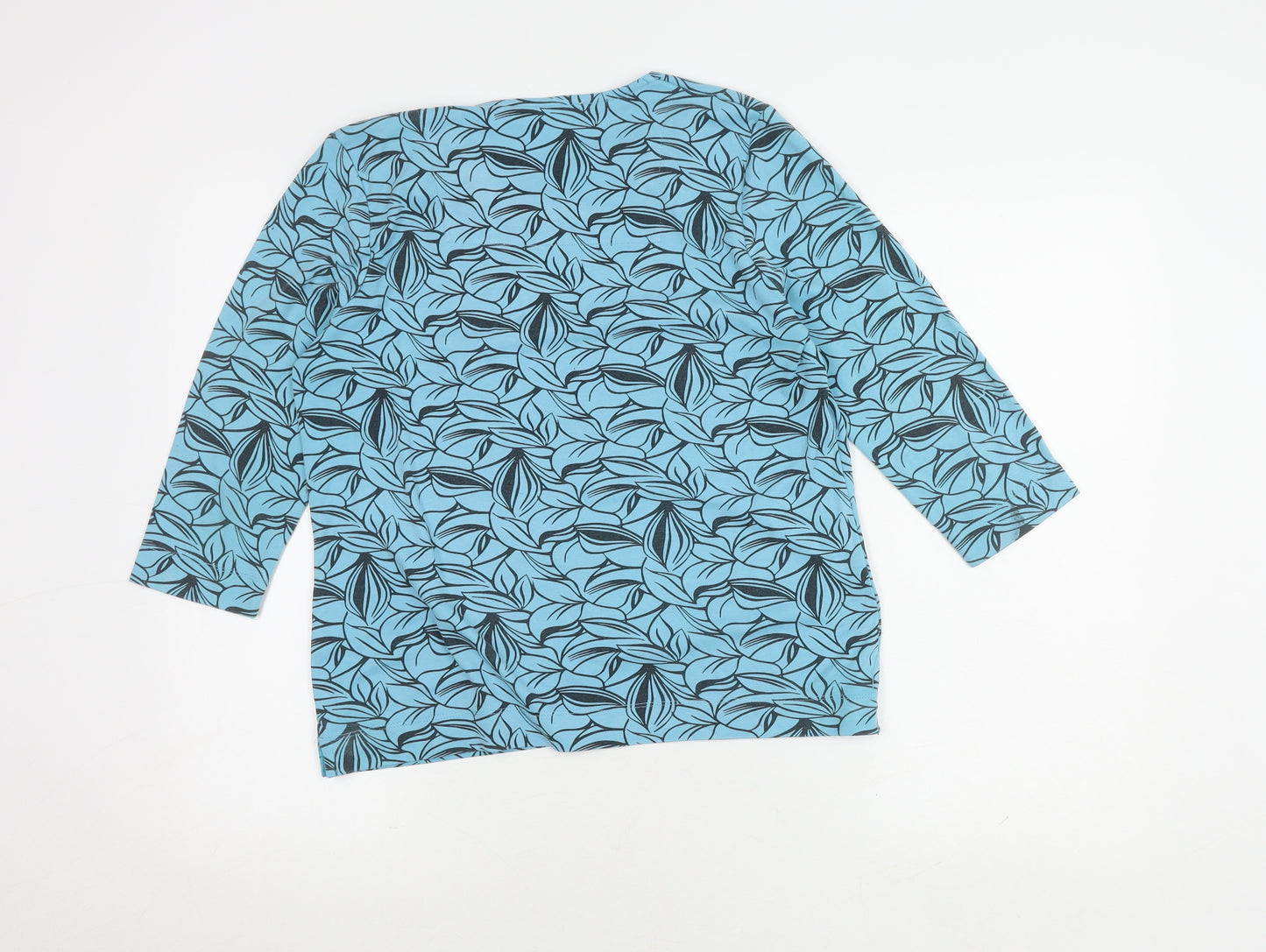 TIGI Women's Blue Floral 3/4 Sleeve Top Size 10