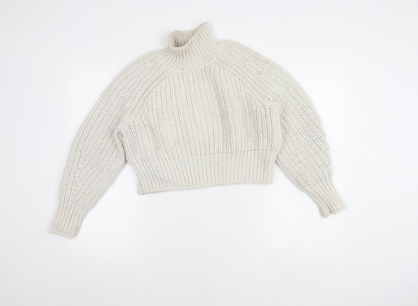 H&M Women's White High Neck Pullover Jumper, Size S