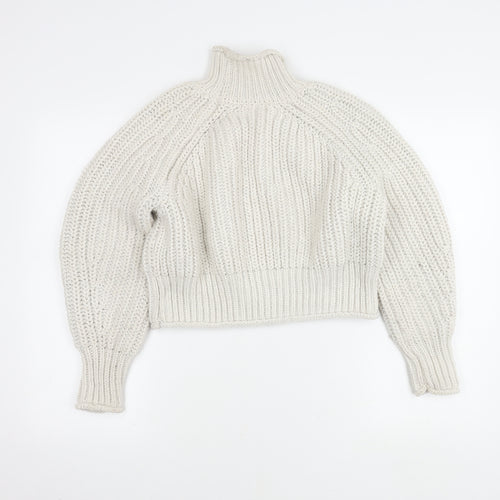 H&M Women's White High Neck Pullover Jumper, Size S