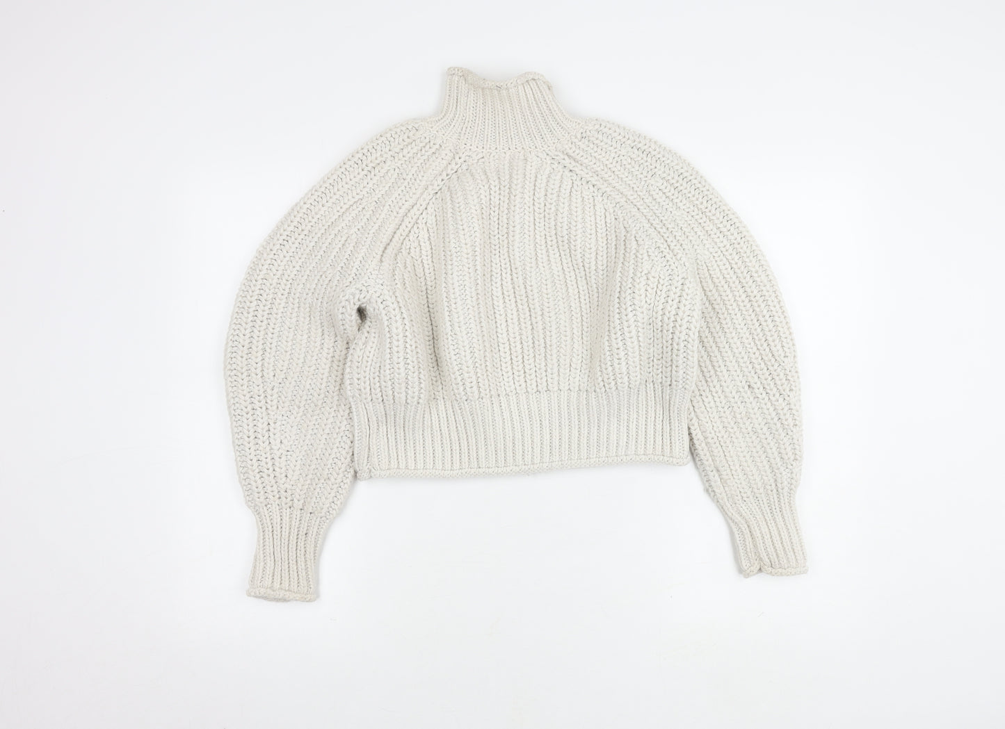H&M Women's White High Neck Pullover Jumper, Size S