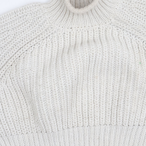 H&M Women's White High Neck Pullover Jumper, Size S