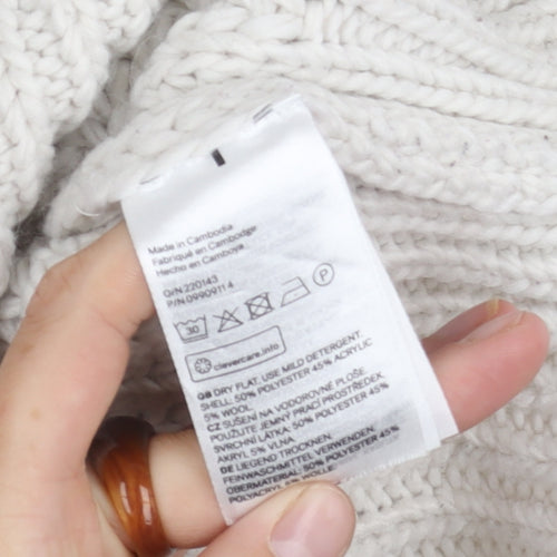 H&M Women's White High Neck Pullover Jumper, Size S