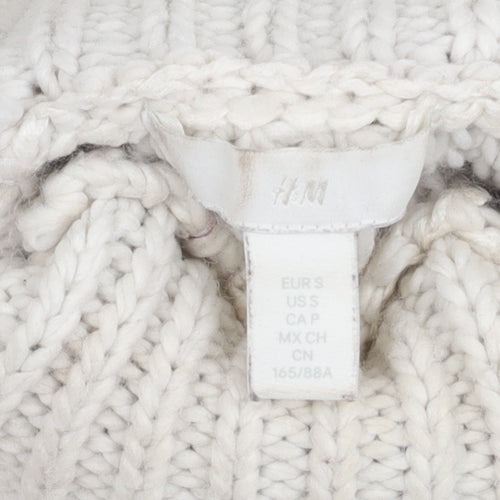 H&M Women's White High Neck Pullover Jumper, Size S