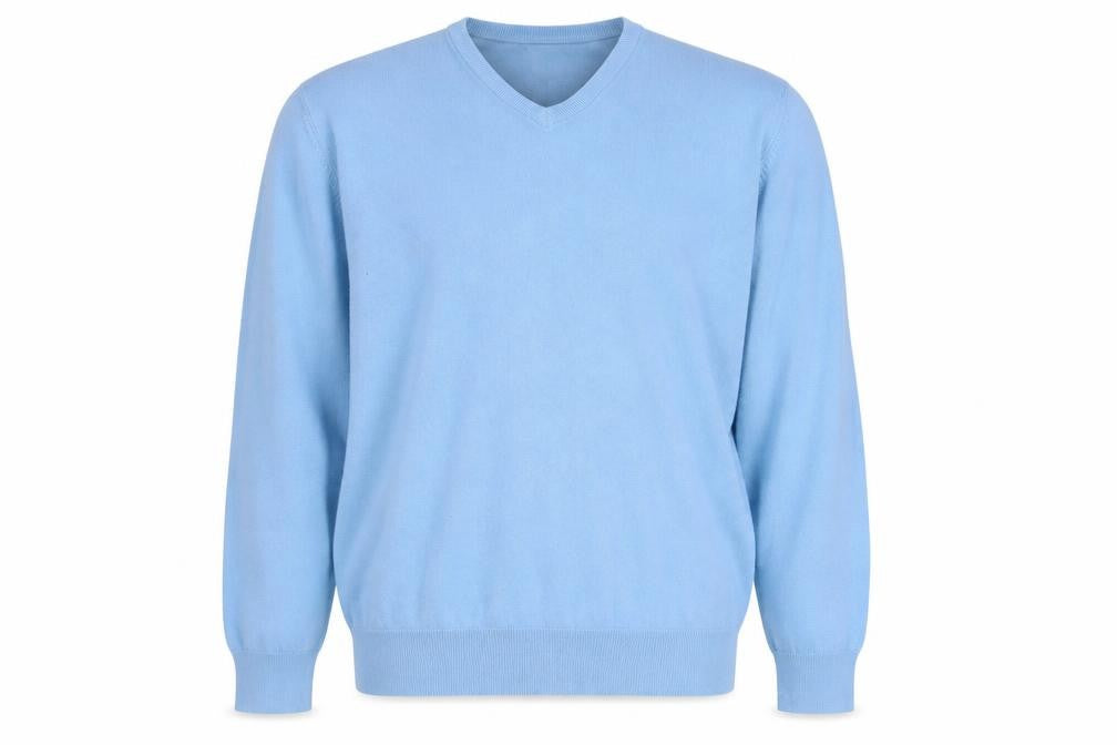Front view of Marks & Spencer Blue V-Neck Men's Pullover XL Jumper
