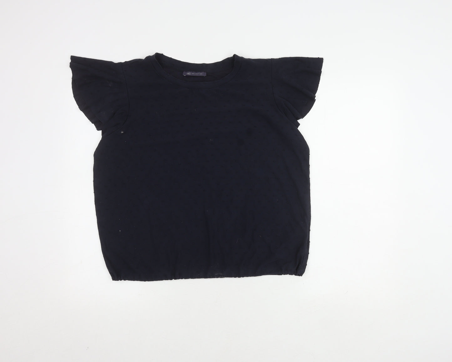 Marks and Spencer Women's Black Flutter Sleeve Top