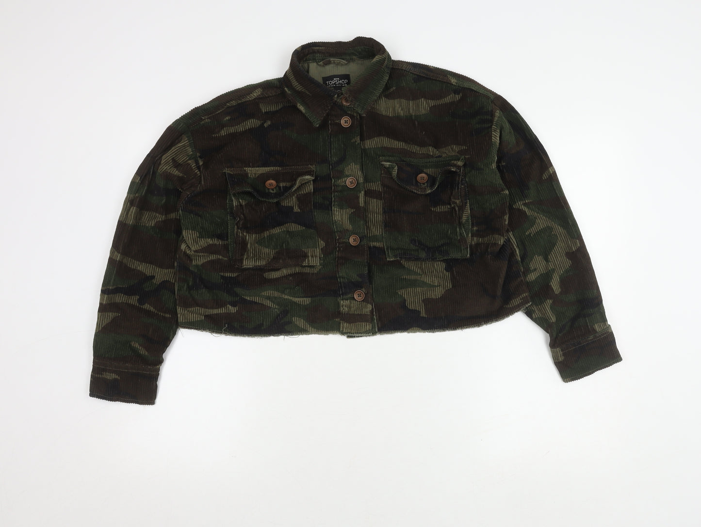 Topshop Women's Camouflage Cropped Military Jacket XS