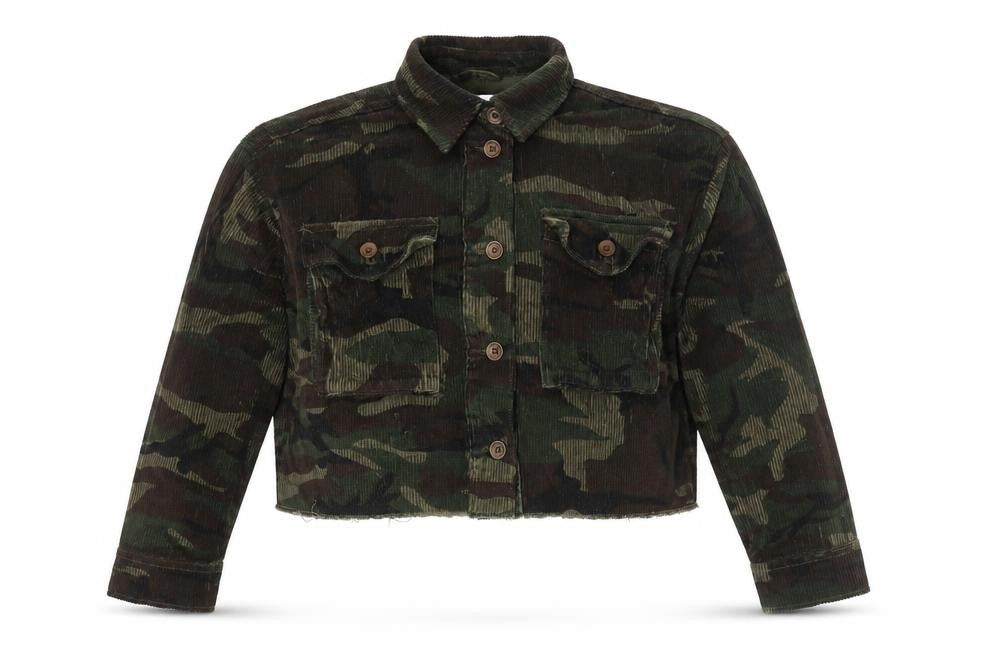 Topshop Women's Camouflage Cropped Military Jacket XS