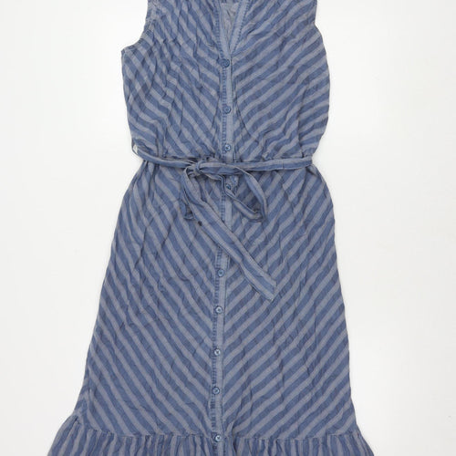 Next Women's Blue Striped Shirt Dress Size 14