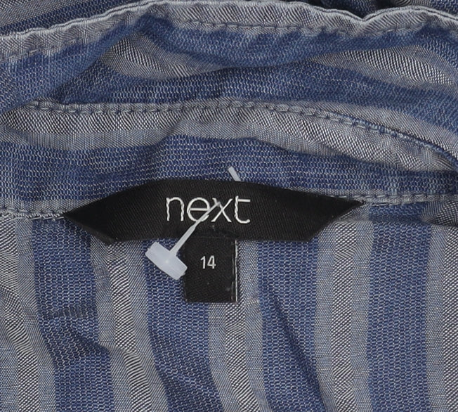 Next Women's Blue Striped Shirt Dress Size 14