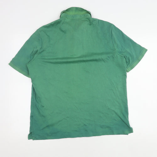 Lands' End Men's Green Polo Shirt - Medium, Short Sleeve