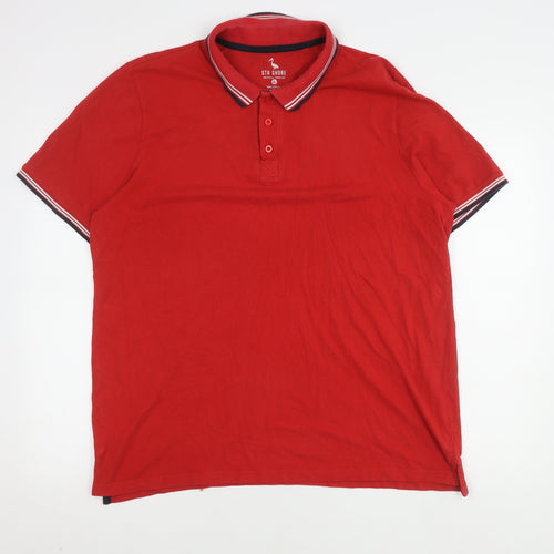 STH Shore Men's Red XL Polo Shirt Short Sleeve Cotton