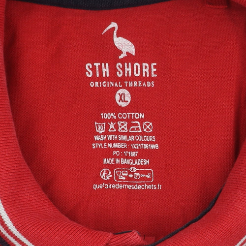 STH Shore Men's Red XL Polo Shirt Short Sleeve Cotton
