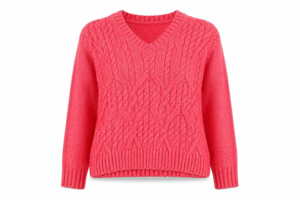Front view of Marks & Spencer Women's Pink V-Neck jumper M