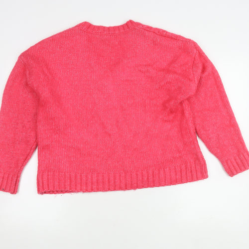 Marks and Spencer Women's Pink V-Neck Pullover Jumper M