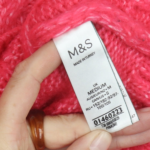 Marks and Spencer Women's Pink V-Neck Pullover Jumper M