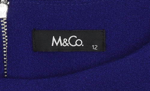 M&Co. Women's Blue Size 12 Knit 3/4 Sleeve Dress